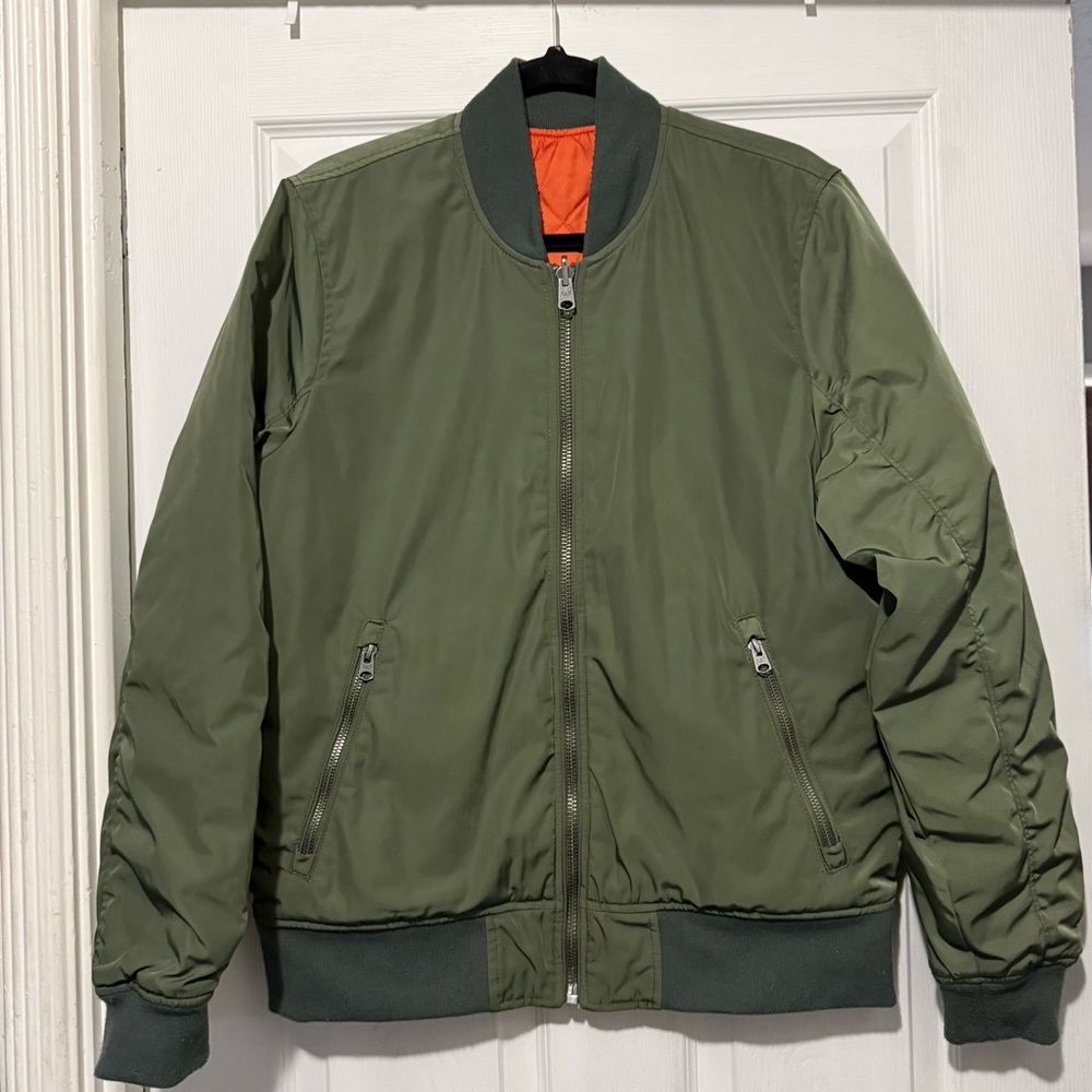 Vintage Abercrombie & Fitch Quilted Reversible Olive Green Bomber Jacket